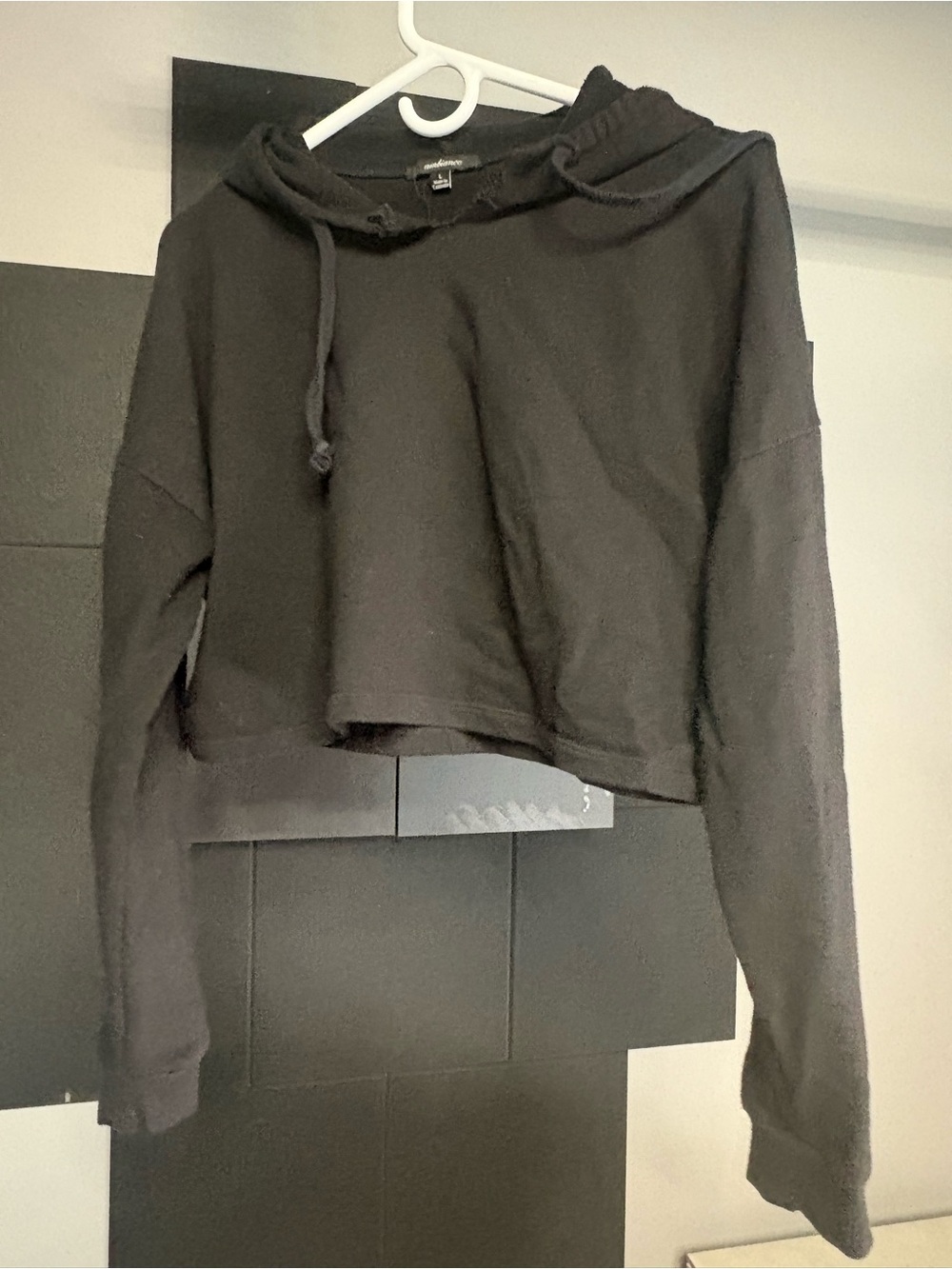 Ambiance Black Cropped Hoodie with Drawstring